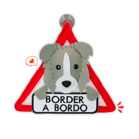 Colgante A Bordo Dog Lover Khurmi Border Collie Plomo/Blanco Hecho a Mano KHURMI MASCOTAS