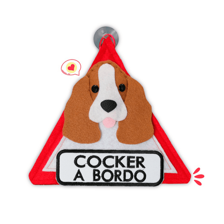 Colgante A Bordo Dog Lover Khurmi Cocker Camote/Blanco Hecho a Mano KHURMI MASCOTAS