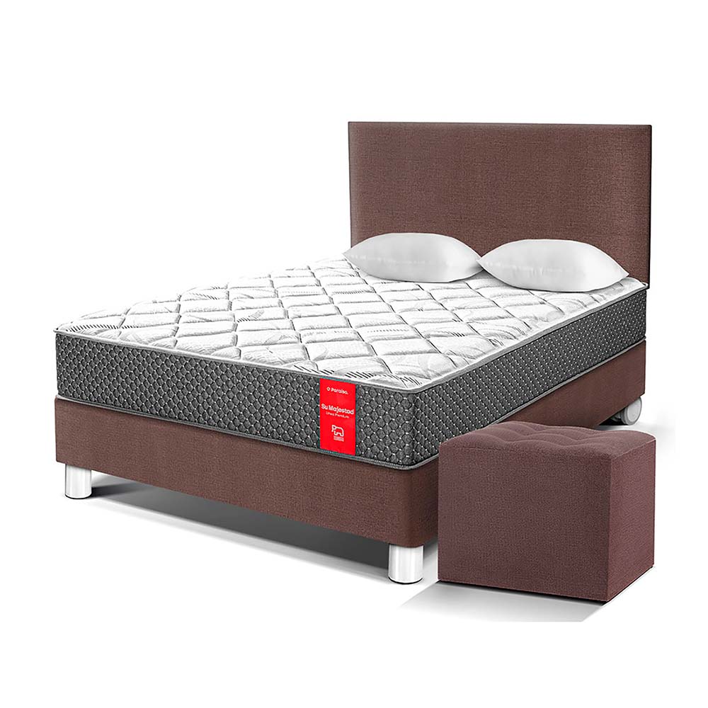 Dormitorio Paraíso Su Majestad 2 Plazas Chocolate + Puff