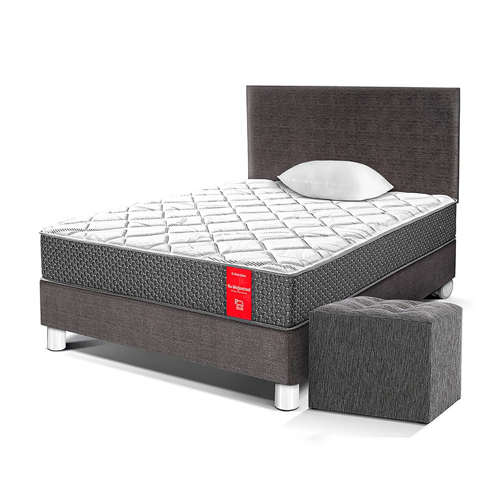 Dormitorio Paraíso Su Majestad 1.5 Plazas Acero + Puff