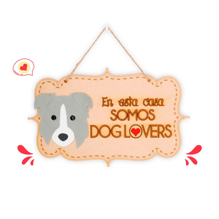 Colgante Trupán Dog Lover Khurmi Border Collie Plomo/Blanco Hecho a Mano KHURMI MASCOTAS