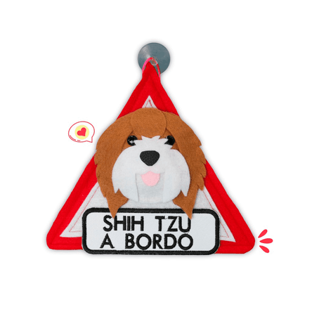 Colgante A Bordo Dog Lover Khurmi Shih Tzu Marrón/Blanco Hecho a Mano KHURMI MASCOTAS