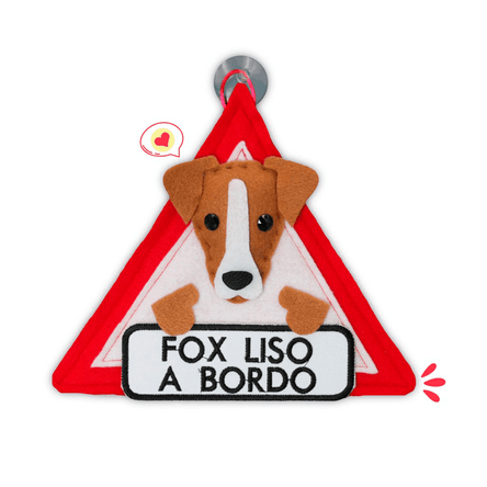 Colgante A Bordo Dog Lover Khurmi Fox Liso Marrón/Blanco Hecho a Mano KHURMI MASCOTAS