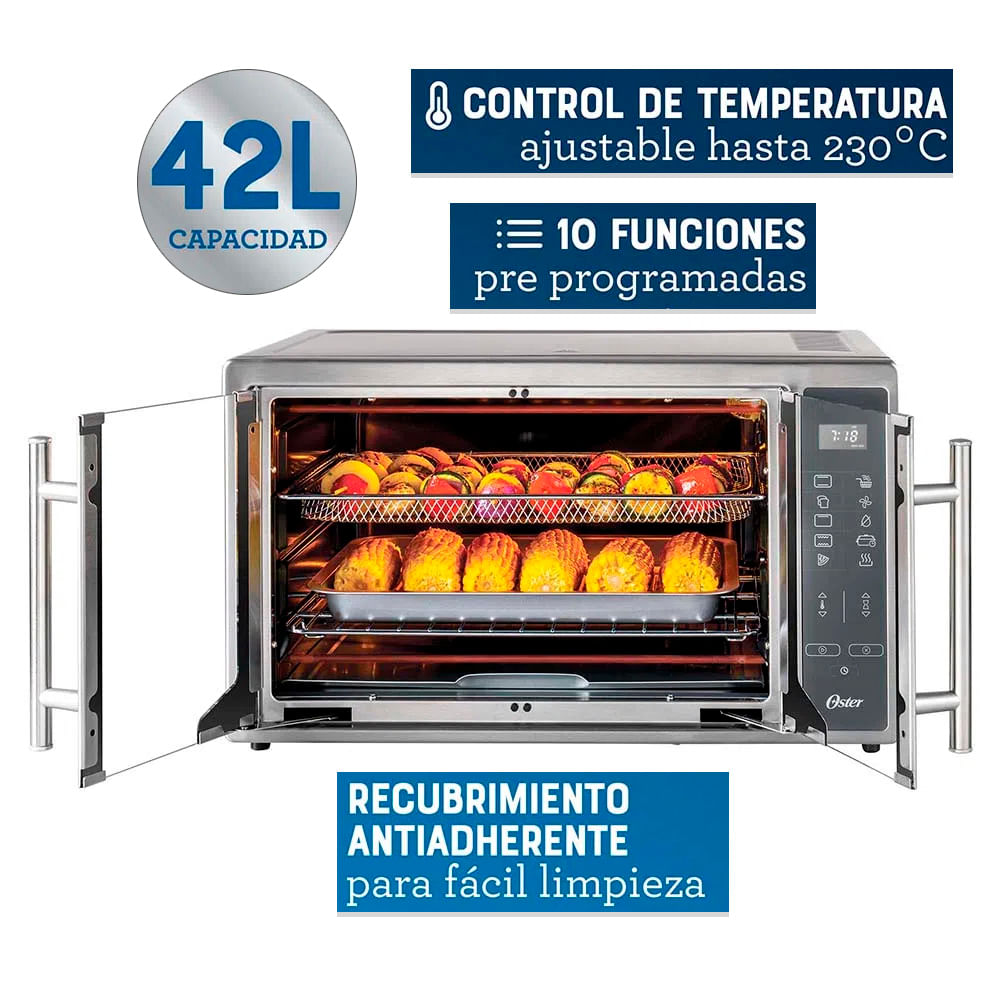 Horno Electrico Digital Oster Con Freidora De Aire 42L TSSTTVFDDAF ...