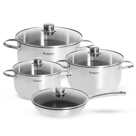 Set de Ollas de Acero Finezza 8pzas FZ-976AE-IN Set de Ollas de Acero Finezza 8pzas FZ-976AE-IN