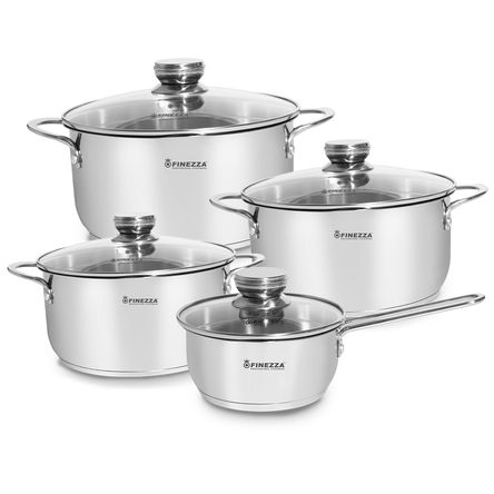 Set de Ollas de Acero Finezza 8pzas FZ-980AE-IN Set de Ollas de Acero Finezza 8pzas FZ-980AE-IN