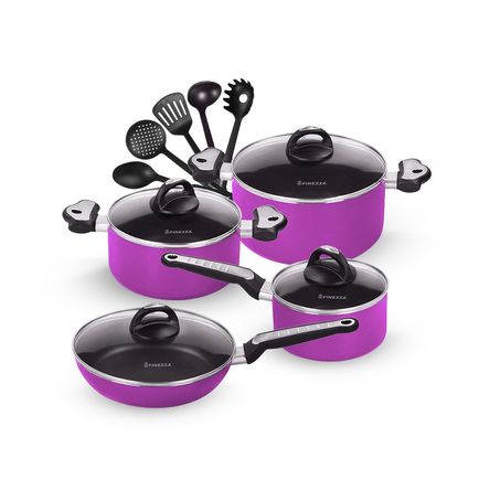 Set de Ollas Antiadherentes Finezza 13 pzas FZ-1612T Fucsia Set de Ollas Antiadherentes Finezza 13 pzas FZ-1612T Fucsia