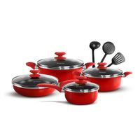 Set de Ollas Antiadherentes Finezza 11 pzas FZ-1625T-2 Rojo