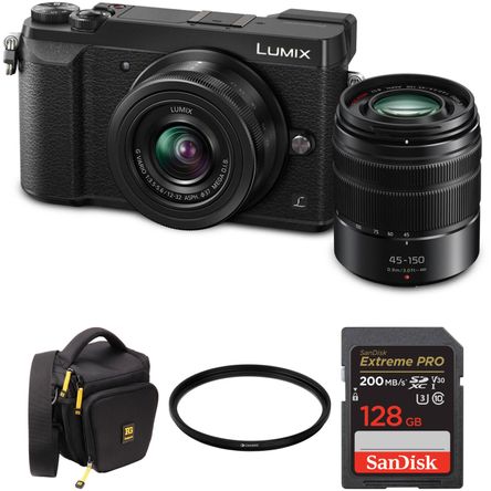 Cámara Mirrorless Panasonic Lumix Gx85 con Lentes 12 32Mm y 45 150Mm y Kit de Accesorios