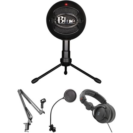 Micrófono de Condensador Usb Blue Snowball Ice con Brazo de Soporte Auriculares y Filtro Antipop