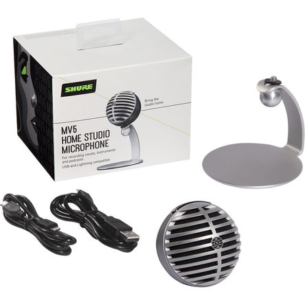 Micrófono Usb Lightning Shure Motiv Mv5 Cardioid para Computadoras y Dispositivos Ios  Empaque