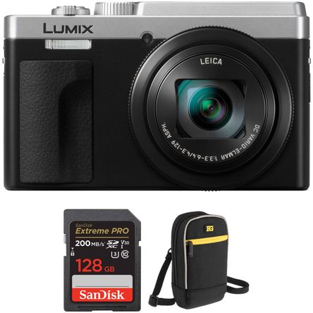 Cámara Digital Panasonic Lumix Dczs80 con Kit de Accesorios Plateado
