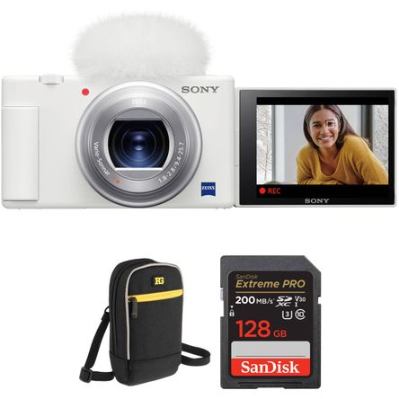 Cámara Digital Sony Zv 1 con Kit de Accesorios Blanco Cámara Digital Sony Zv 1 con Kit de Accesorios Blanco