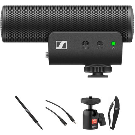 Kit de Micrófono de Cañón Sennheiser Mke 400 para Montaje en Cámara con Pértiga y Accesorios