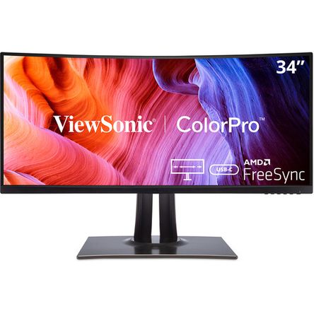 ViewSonic VP3481a 34" 21:9 Curved FreeSync 100 Hz Monitor LCD con acoplamiento USB tipo C