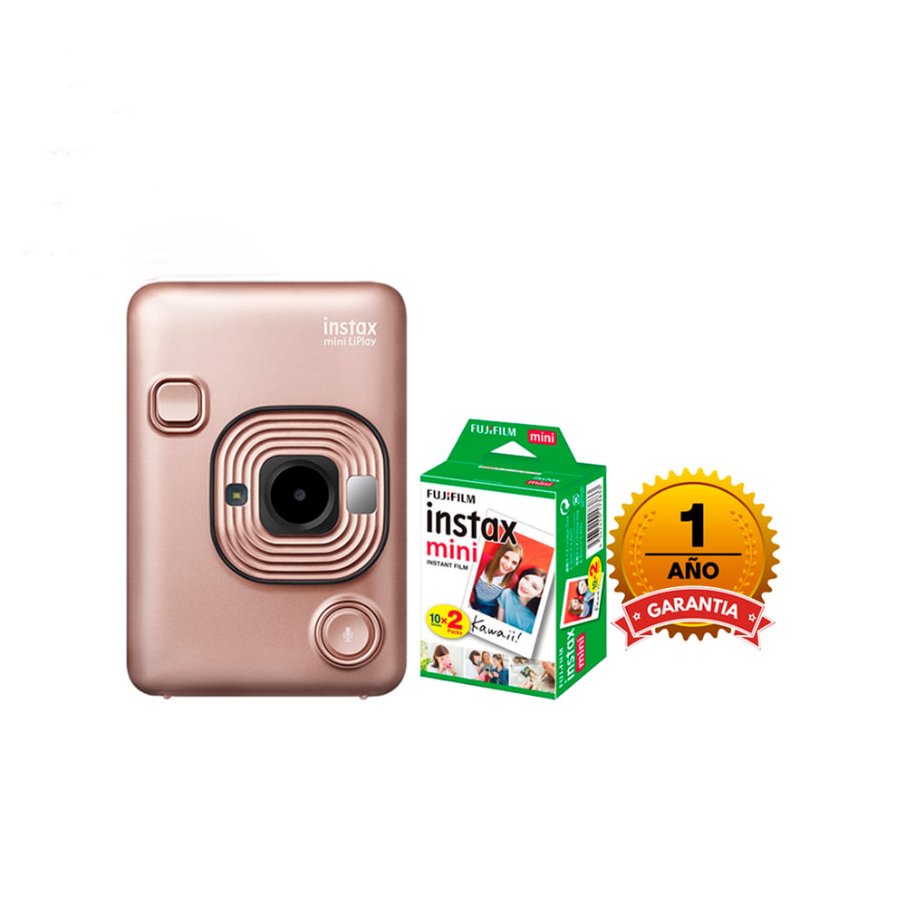clase cajón Problema Camara Fujifilm Instax Mini Hybrid LiPlay Blush Gold Pelicula x20und -  Promart