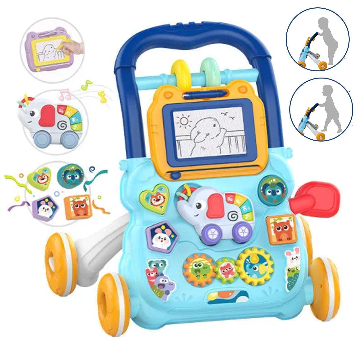 Caminador Musical HE0810 Elefante Azul Pizarra Mágica