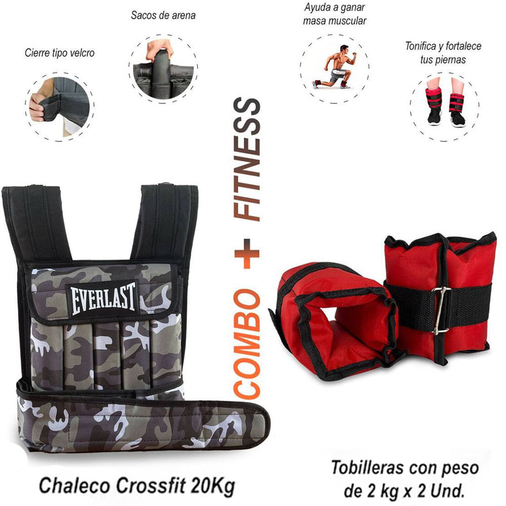 Tobilleras con Pesas de 2 kg  y Chaleco Crossfit 20 Kg