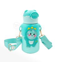 Termo Kawai 3d de Animalitos con Correa 520 ml Color Verde