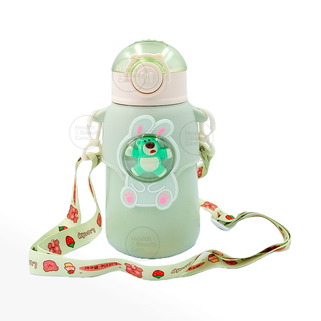 Termo Kawai 3d Osito con Langer + Sticker Color Verde 500 ml