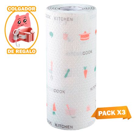 Pack X3 Papel Toalla Y Organizador Escobas N60 Gato FC Sashija