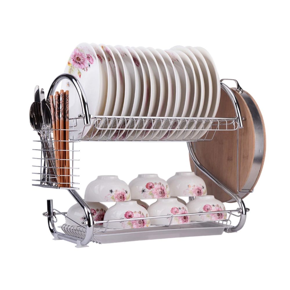 Escurridor de platos, organizador de secado colgante de 2/3 niveles,  estante de almacenamiento para platos, cuencos, tazas, incluye bandejas de