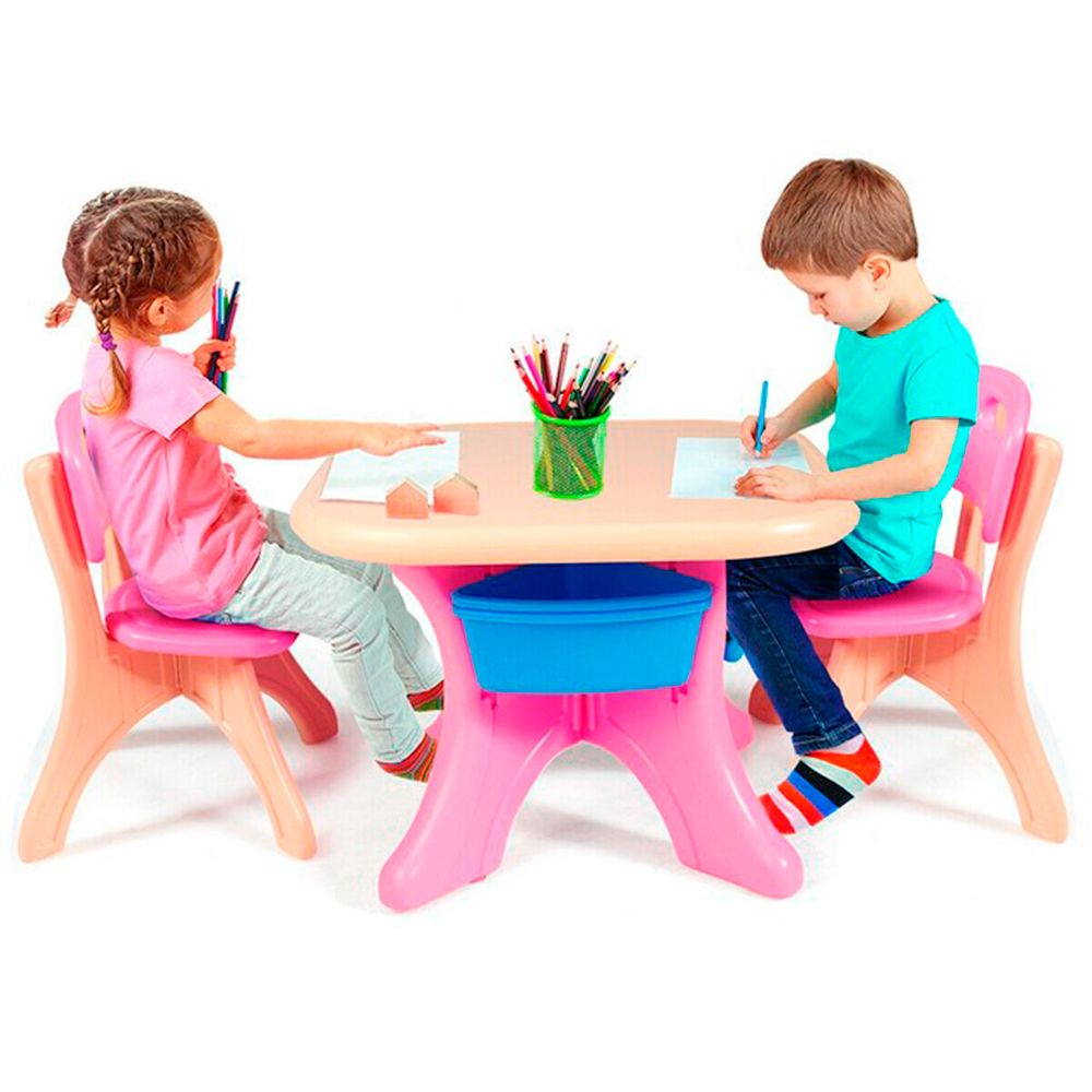 Mesa Infantil Rosada (Incluye 2 sillas) – Mundo Infantil