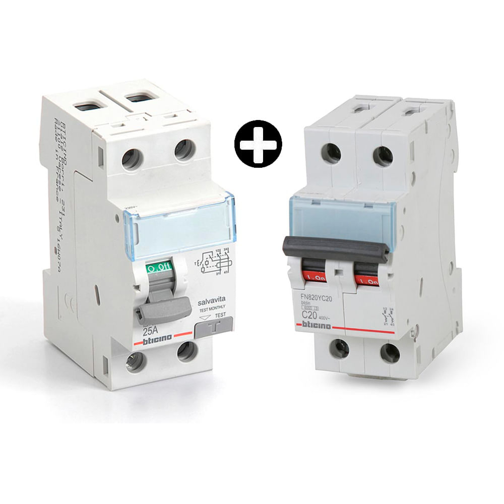 COMBO Interruptor Termomagnético 2x20A + Interruptor Diferencial 2x25A