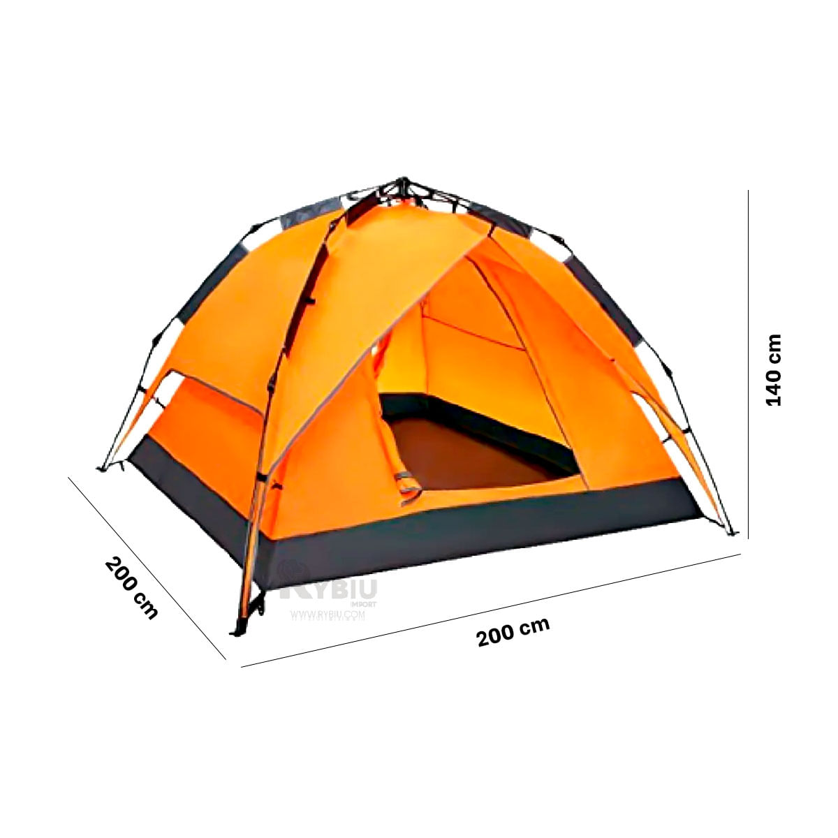 Carpa 4 Personas de Color Anaranjado Grande