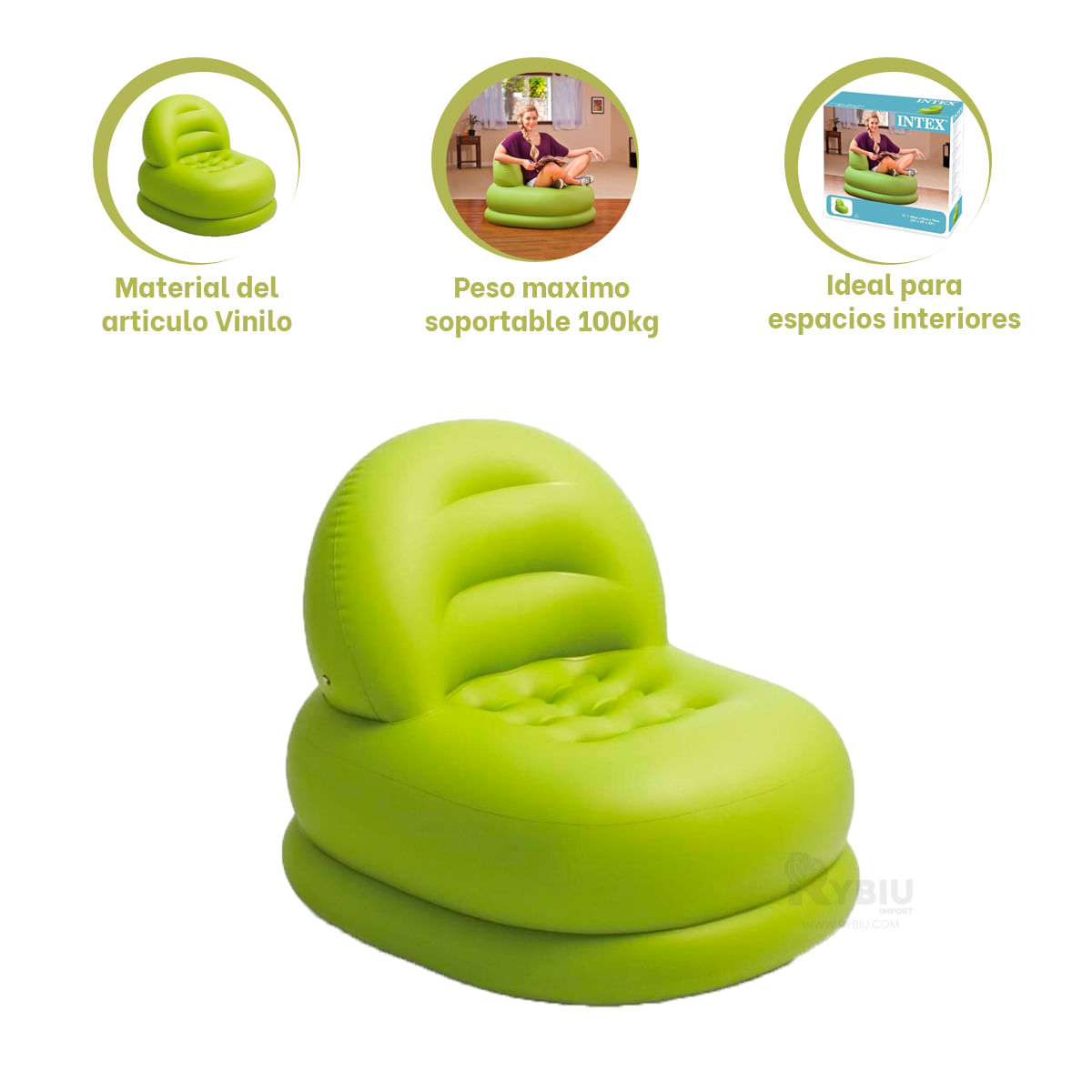 Novedoso Sofa Inflable para Sala Verde