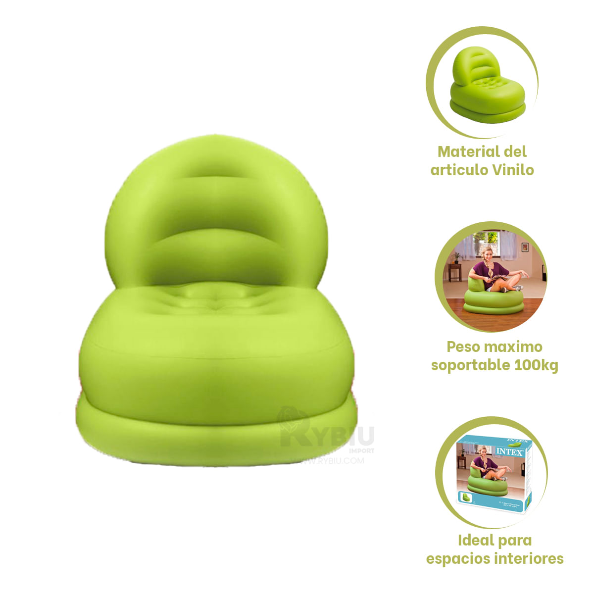 Bonito Sofa Moderno Tipo Inflable Verde