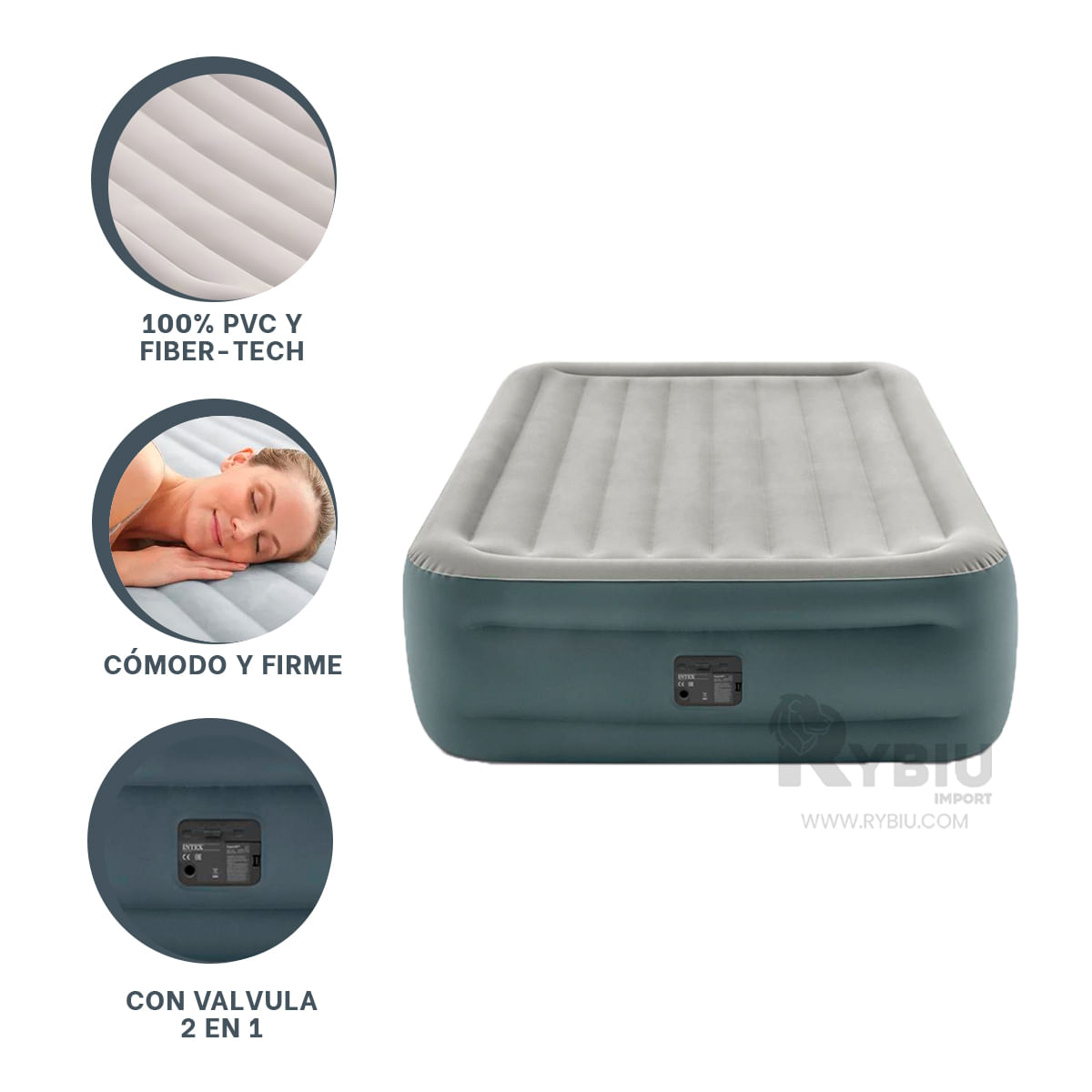 Intex Cama Colchon Inflable con Valvula 2 en 1