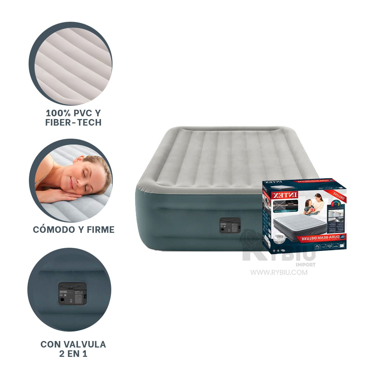 Intex Colchon Inflable de Color Gris