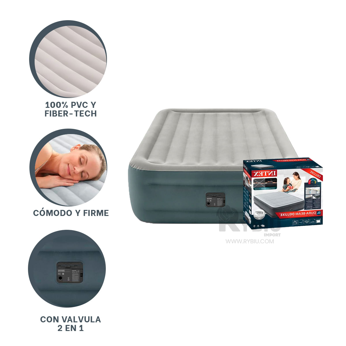 Comodo y Firme Colchon Intex de Facil Traslado