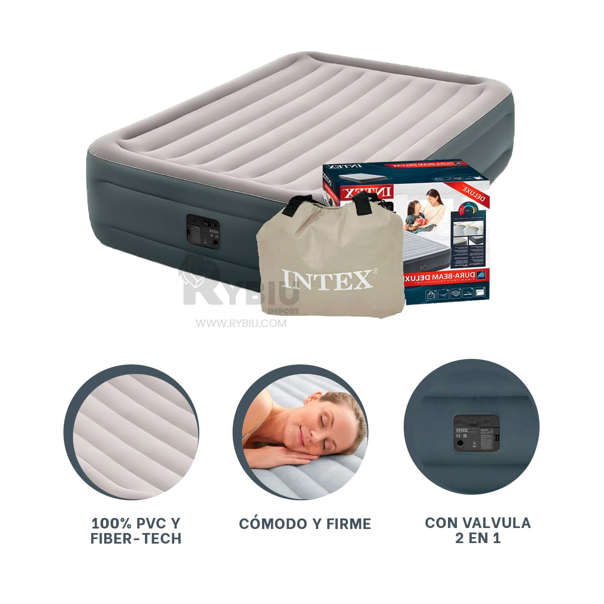 Comodo y Firme Colchon Cama Inflable Intex