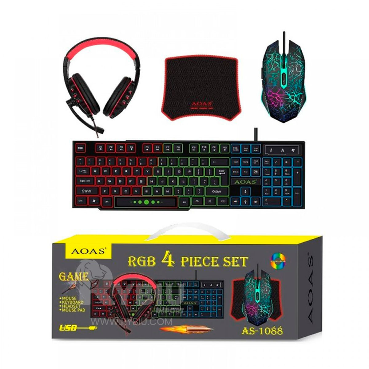 Pack Gamer AOAS de 4 Piezas Color Negro
