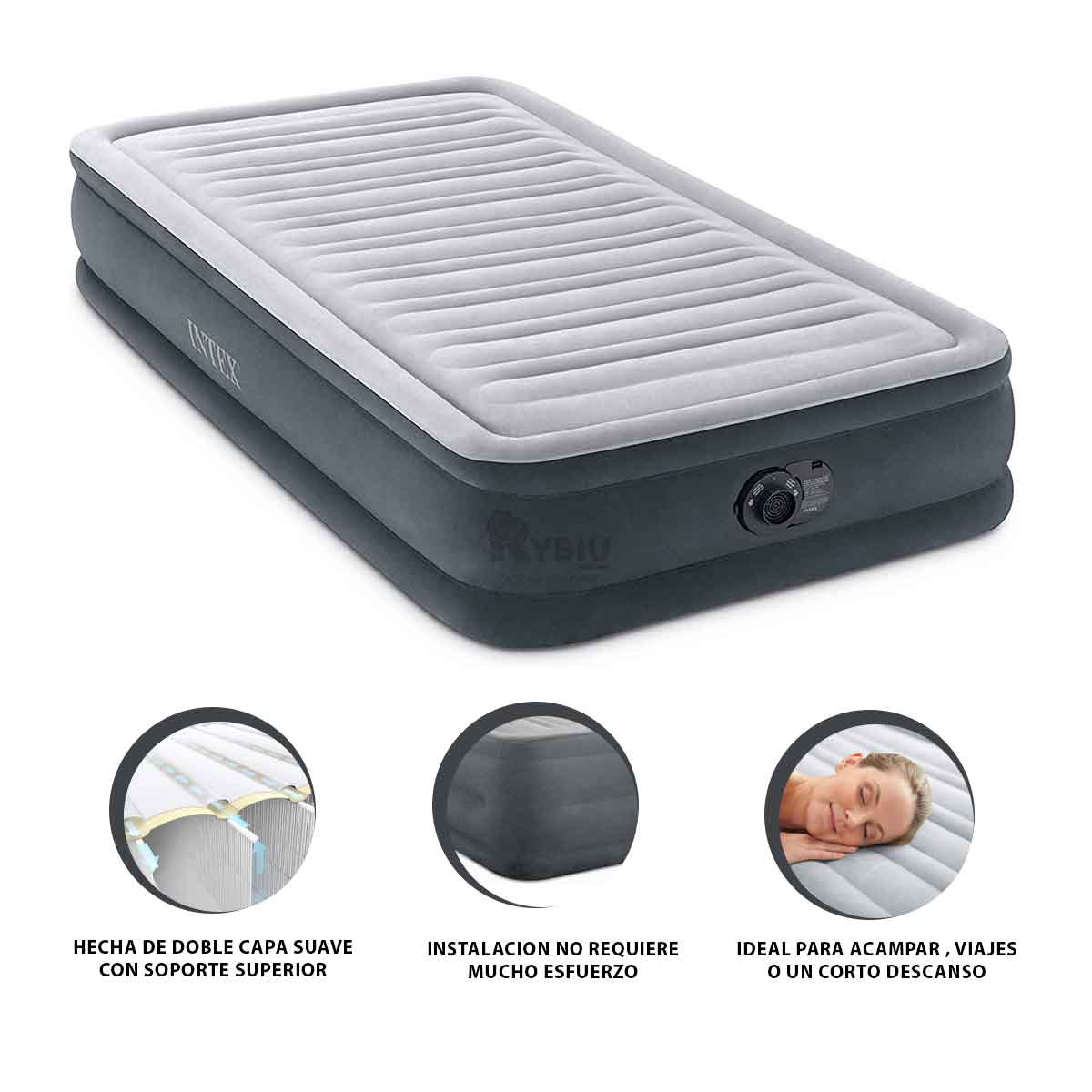 Colchon Gris con Resistencia Inflable