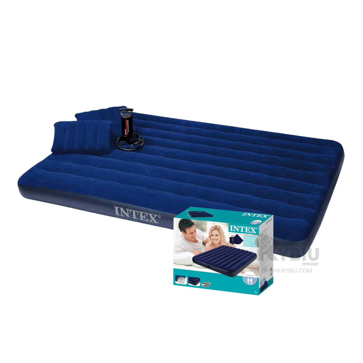 Intex- Colchon Inflable de 2.5 Plazas para Acampar