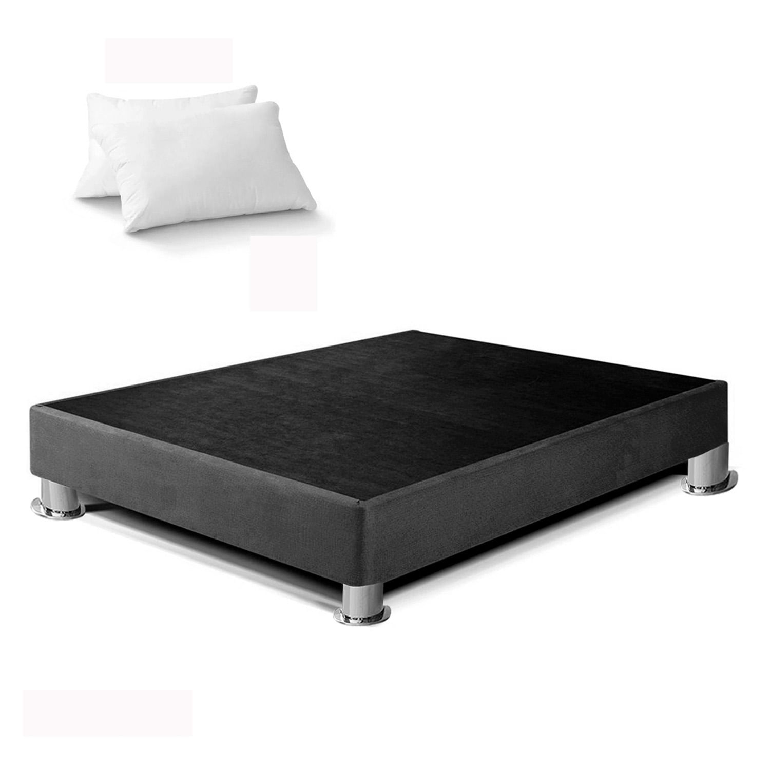 Box Tarima LeMueble 2 Plazas Plomo Oscuro + 2 Almohadas