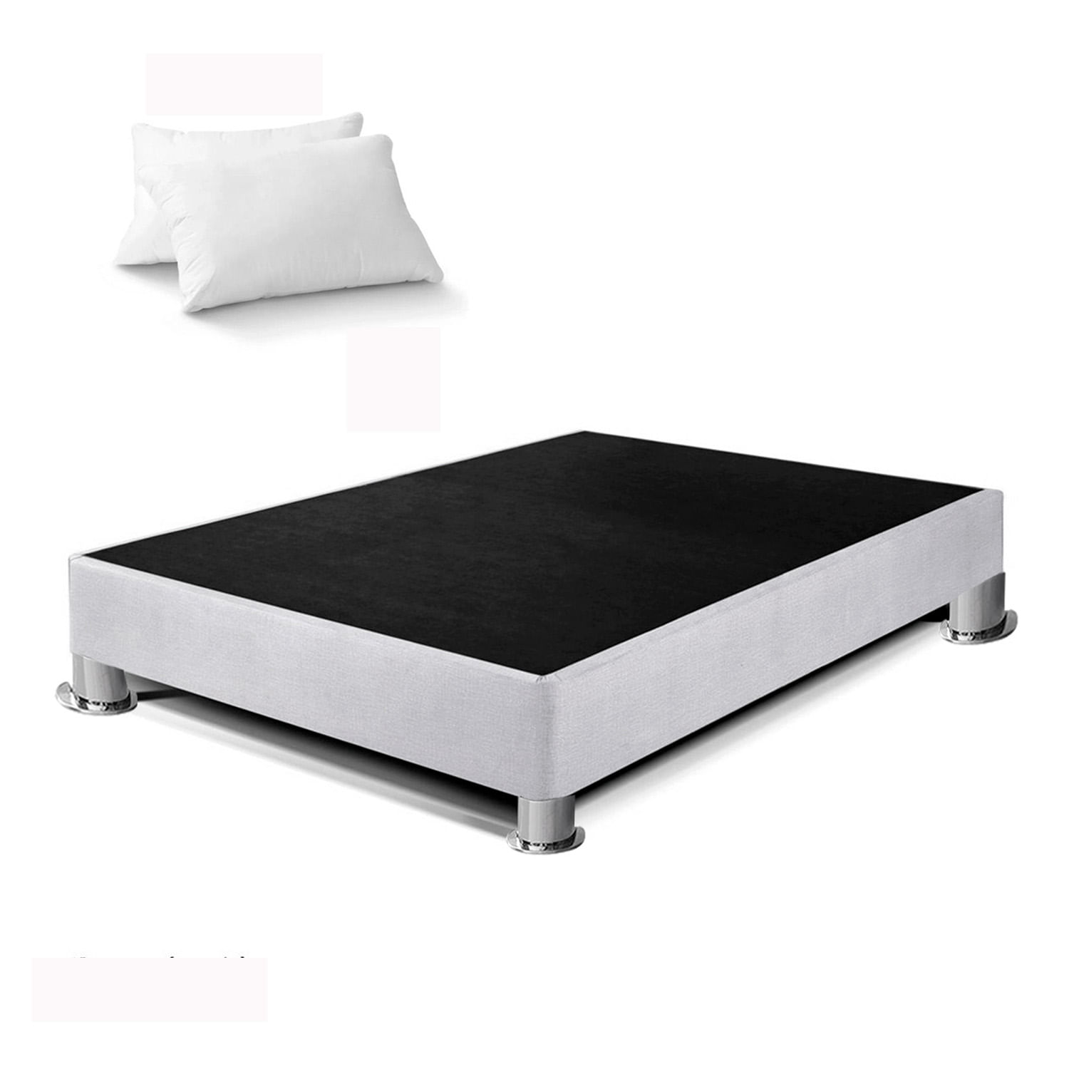 Box Tarima LeMueble 2 Plazas Plomo Plata + 2 Almohadas