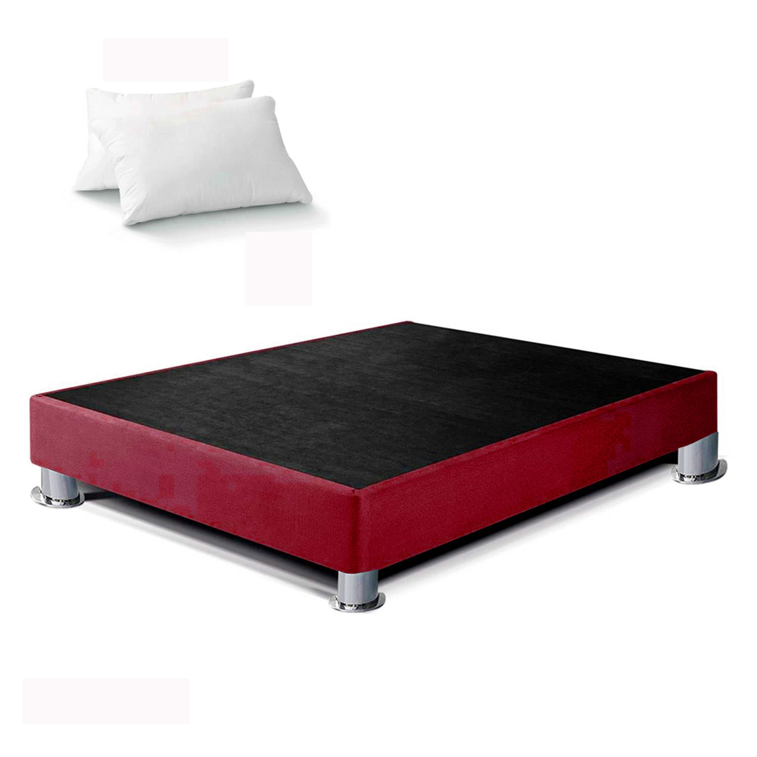 Box Tarima LeMueble 2 Plazas Guinda + 2 Almohadas