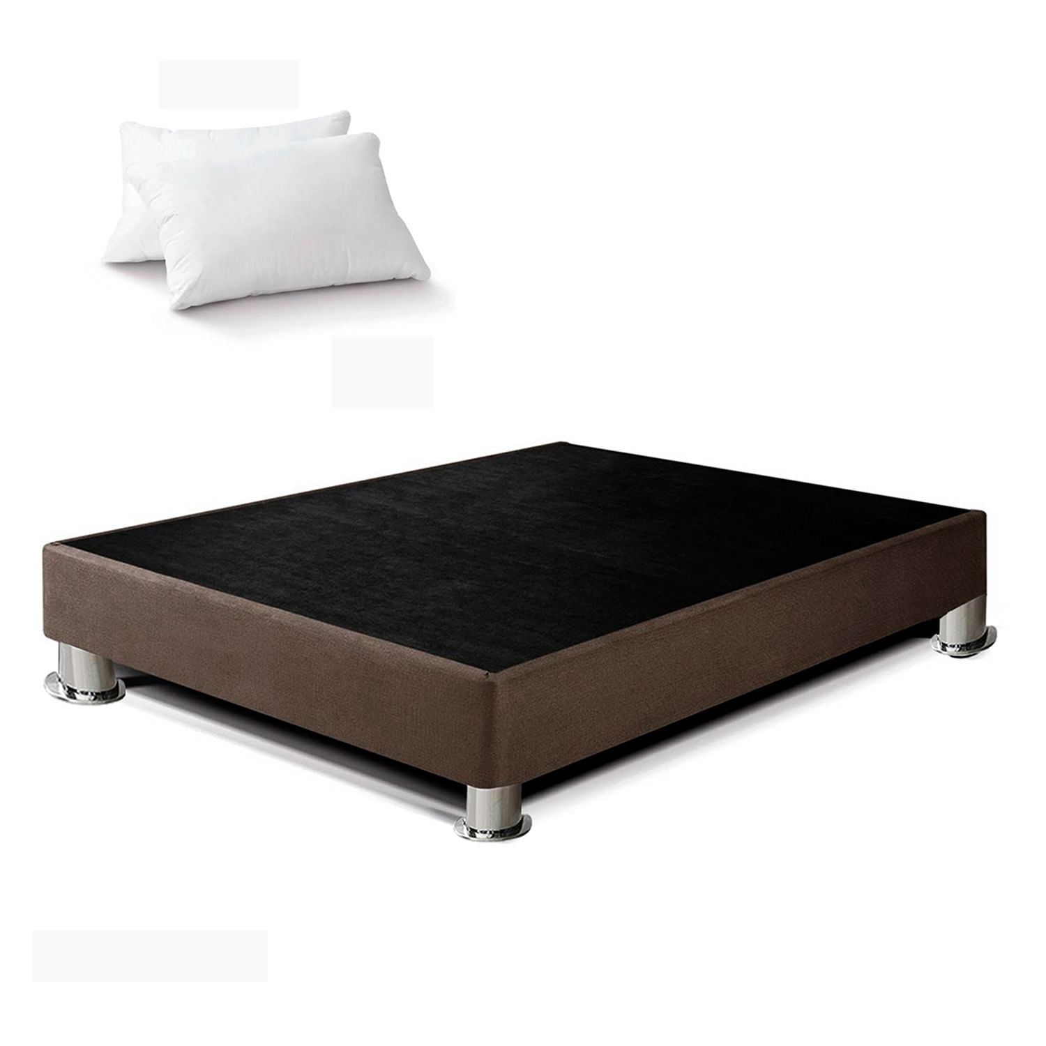 Box Tarima LeMueble 1.5 Plz Marrón + 2 Almohadas