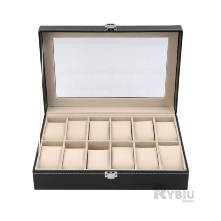 Cofre Organizador de Relojes con Tapa de Vidrio Cofre Organizador de Relojes con Tapa de Vidrio