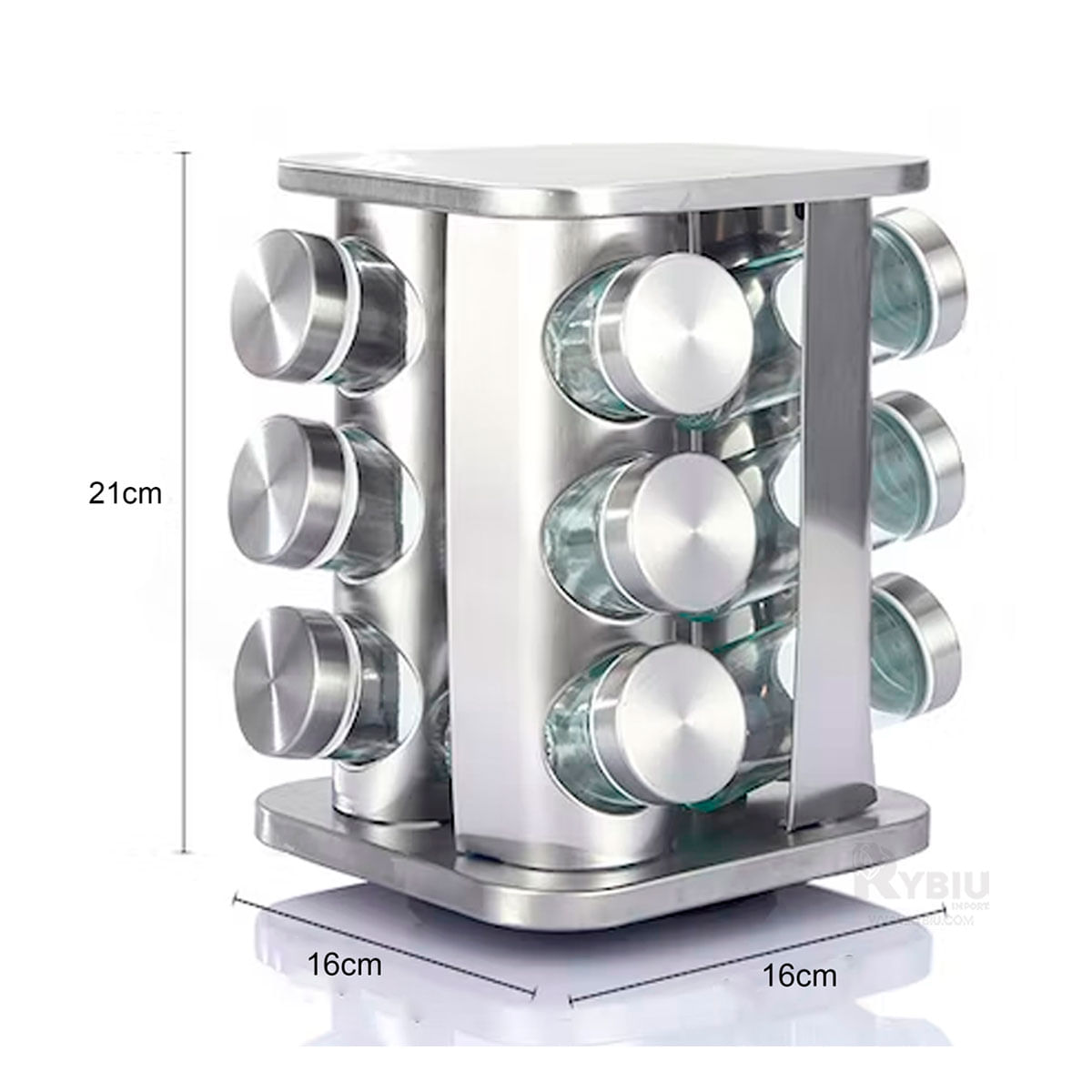Conjunto de Condimentero Giratorio 12 Frascos de Metal