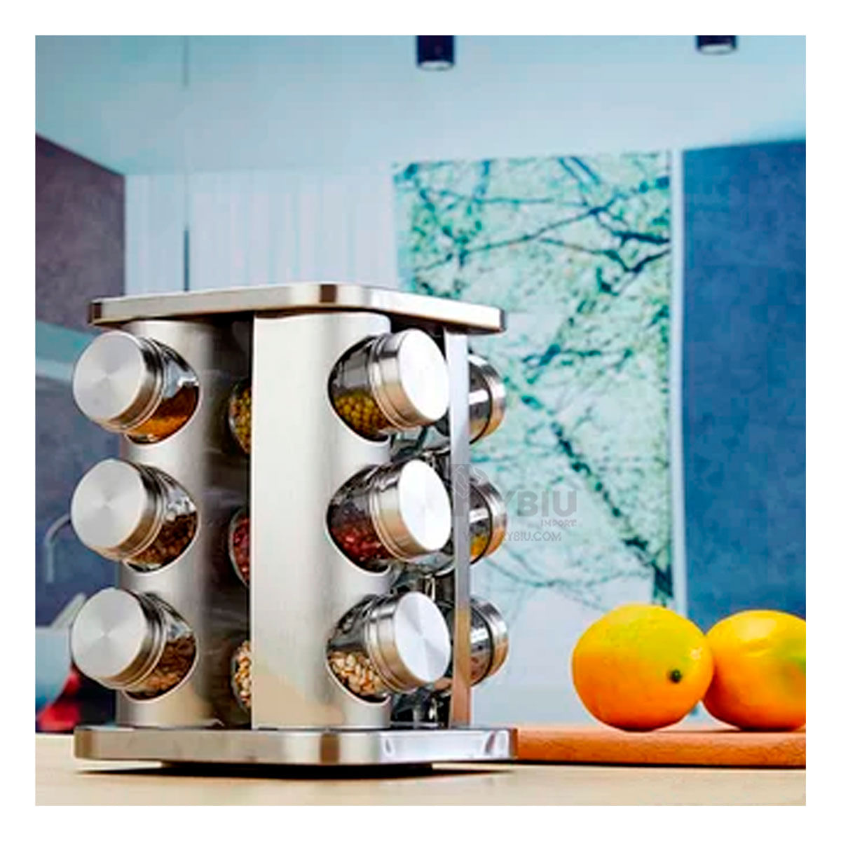 Conjunto de Condimentero Giratorio para 12 Frascos Metal
