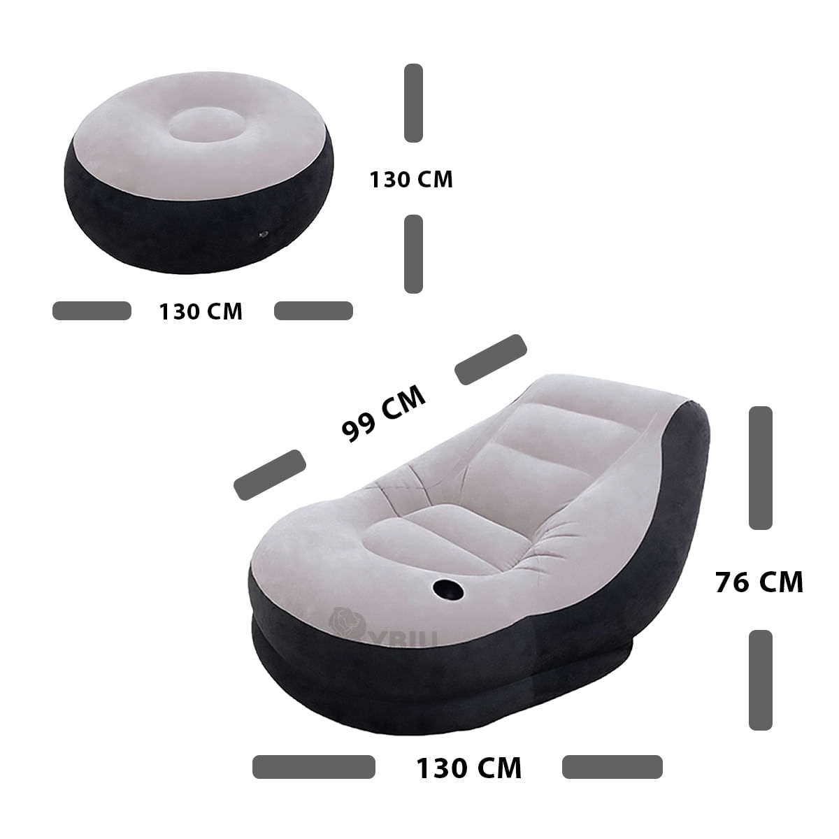 Sofa de Sillon en Tonos Neutros con Puff
