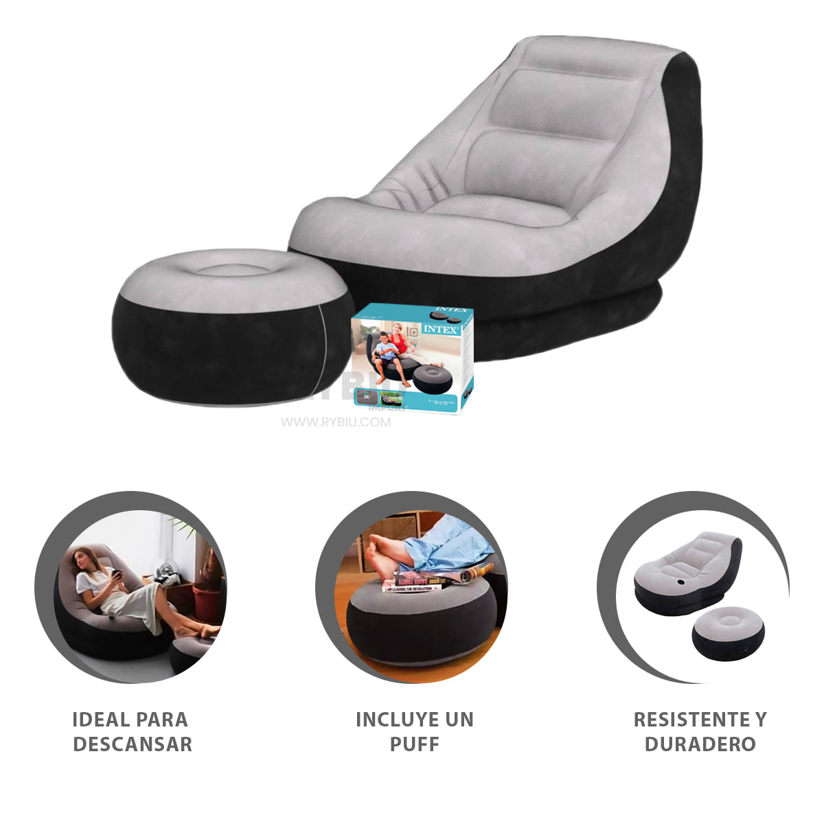 Resistente Sofa de Sillon con Puff para Hogar