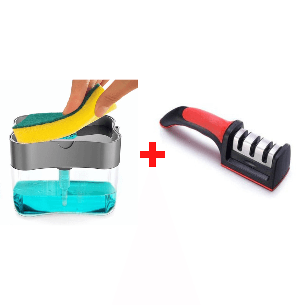 Combo Dispensador Lavavajilla + Afilador de Cuchillos Manual