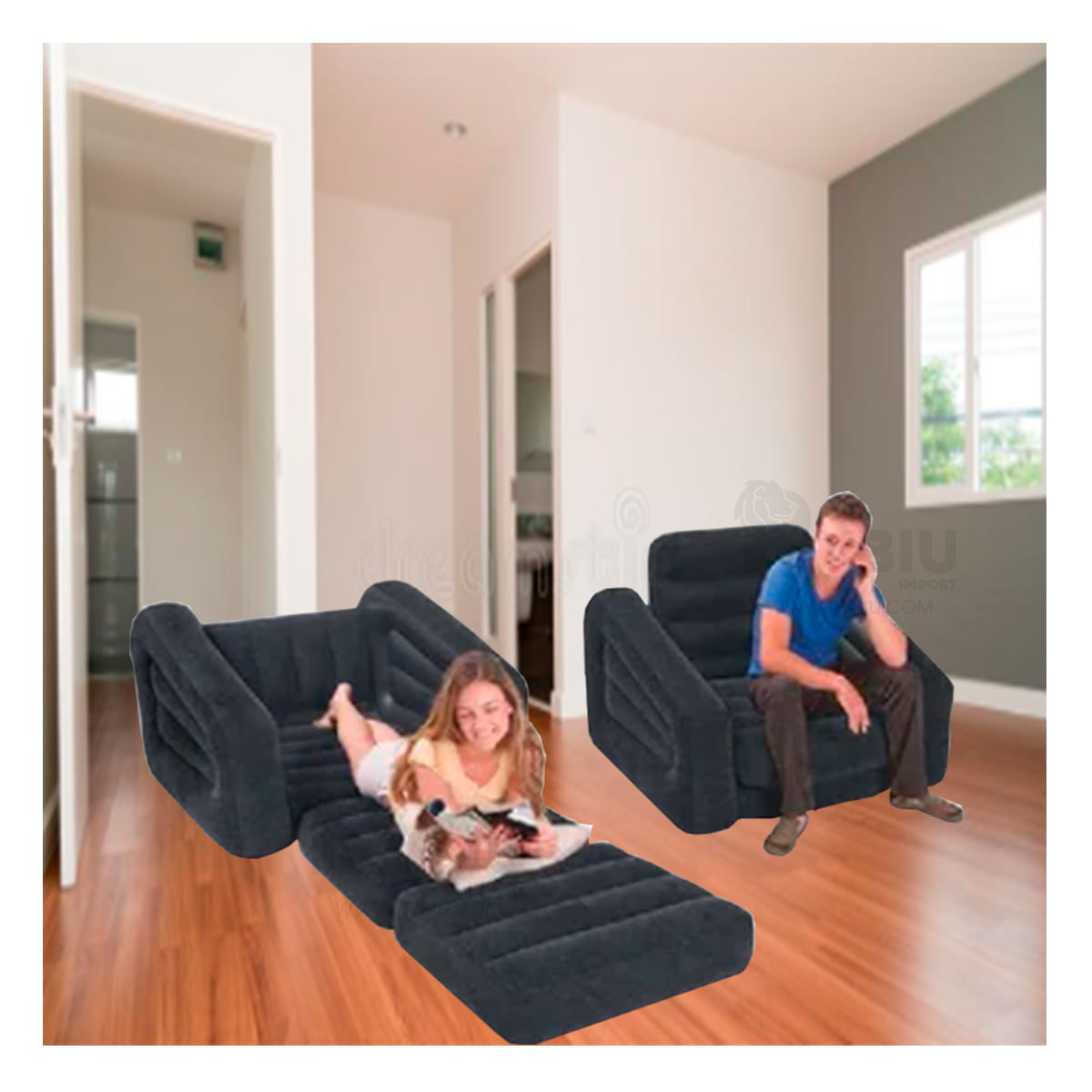 Banco Cama Inflable Intex de Color Negro