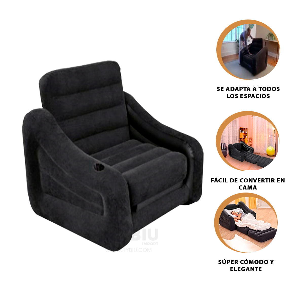Sofa Inflable Intex de Color Negro